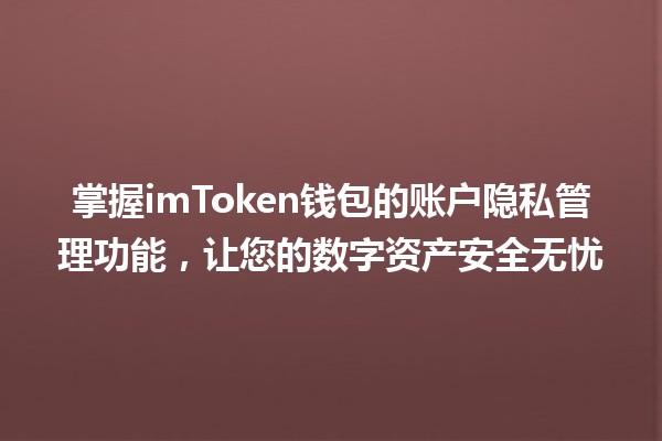 🛡️ 掌握imToken钱包的账户隐私管理功能，让您的数字资产安全无忧